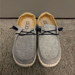 Hey Dude Chambray Slip-On Shoes in Gray with Yellow Interior